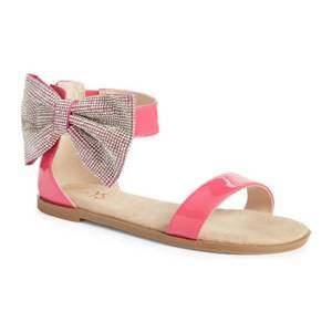 NEW YOSI SAMRA kids miss cambelle crystal bow sandal in hot pink patent
